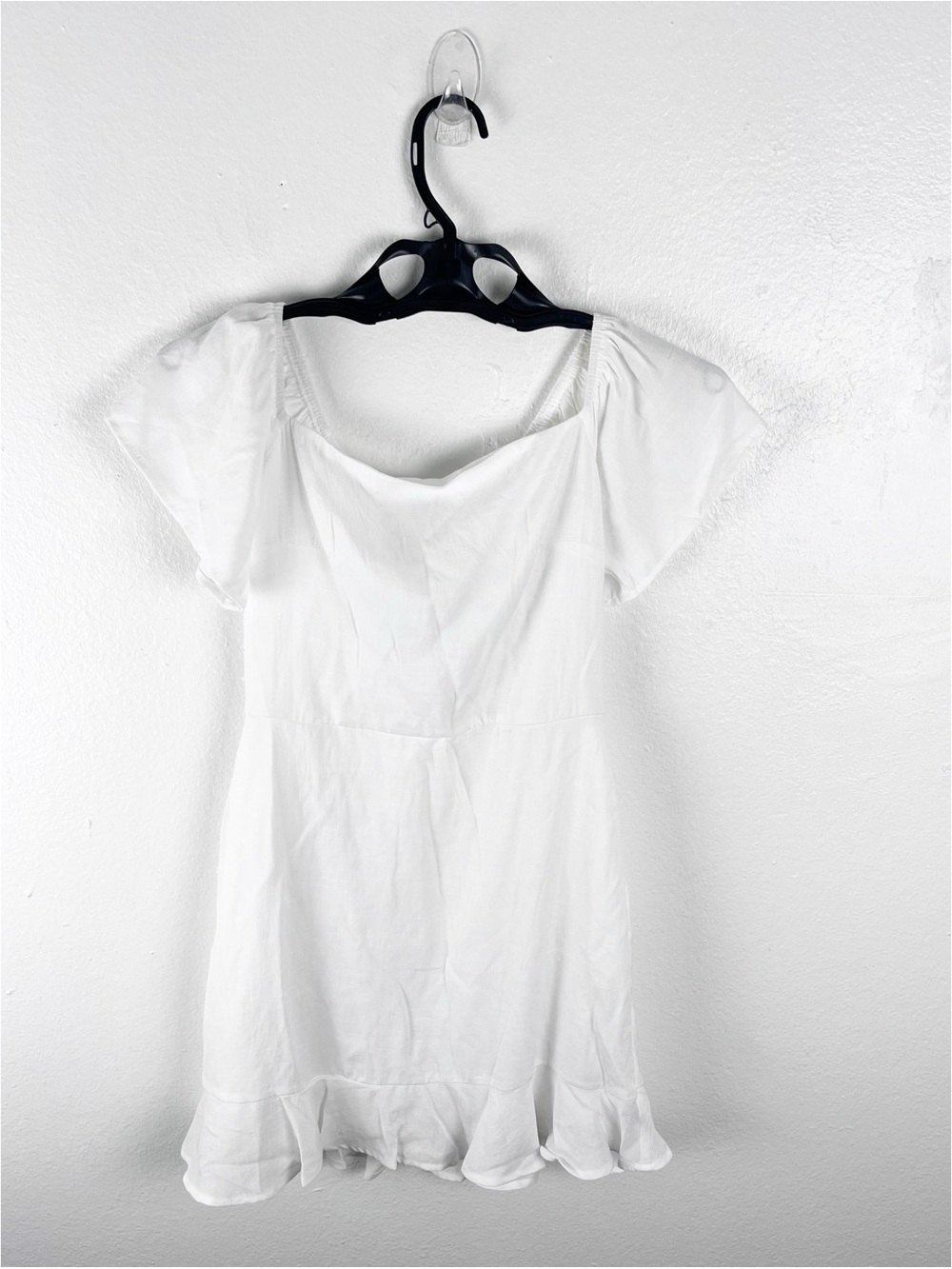 TRIXXI White Square Neck Short Sleeves Ruffle Trim Dress Small Graduation Boho